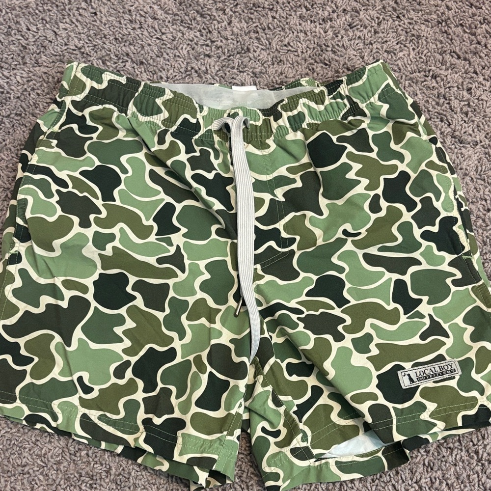 Green Camo Men's Swim/Active Shorts - Local Boy S